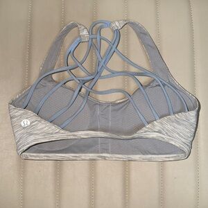 lululemon athletica Light Gray and Blue Strappy Sports Bra